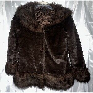 Slonl Vest Womens Size Small button up Front Sherpa Brown Faux Fur
